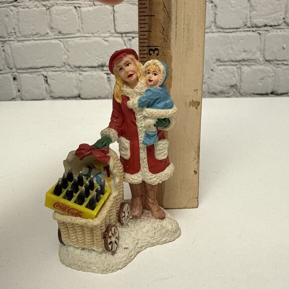 Vintage Coca Cola Christmas Village Figurine Mom Baby Buggy Coke Bottles - Picture 5 of 6